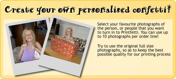 Select your favourite photographs that you want to turn in to Printfetti confetti Select your favourite photographs that you want to turn in to Printfetti confetti
