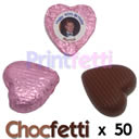 50 Pink Chocfetti Hearts wedding and party confetti personalised custom photo photograph decoration